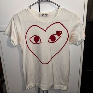 Comme des Garçons Play White Tee with Red Outline